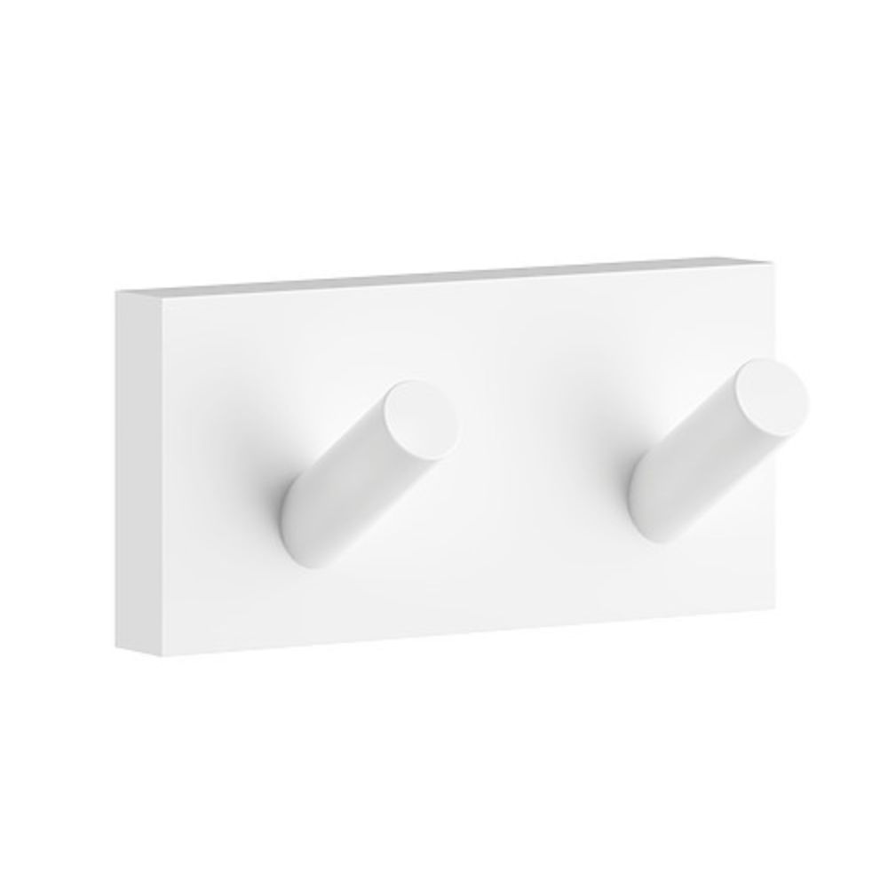 Smedbo RX356 House - Double Towel Hook, Matte White, Length 90 mm